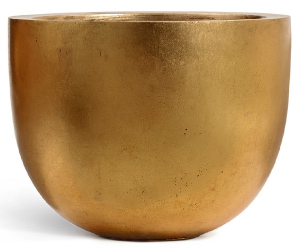 Кашпо TREEZ Effectory Metal Низкая конус-чаша Сусальное золото в-37, д-46 см