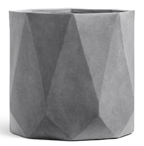 Кашпо TREEZ ERGO Rombo Цилиндр-многогранник Светло-серый камень д-43, в-39,5 см