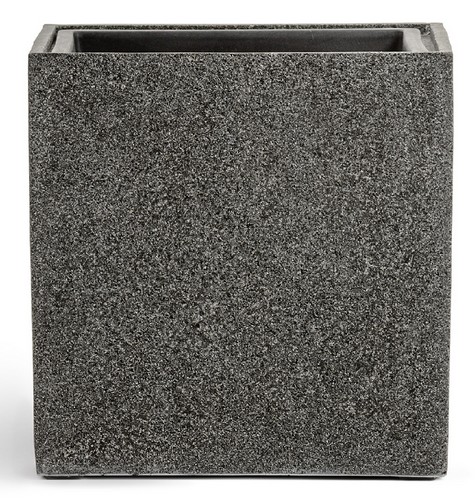 Кашпо TREEZ Effectory Stone Куб Тёмно-серый камень 20х20х20 см