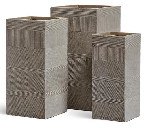 Кашпо TREEZ ERGO Graphics Высокий куб Капучино ш-40х40, в-77