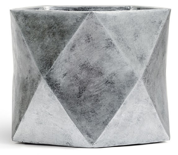 Кашпо TREEZ ERGO Rombo Многогранник Состаренное серебро д-25 см, в-20 см