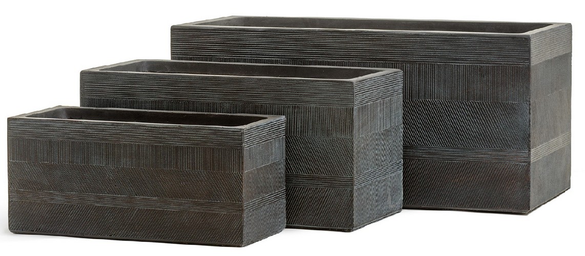 Кашпо TREEZ ERGO Graphics Низкий прямоугольник  Окись с медной патиной дл-80, в-37, ш-37 см