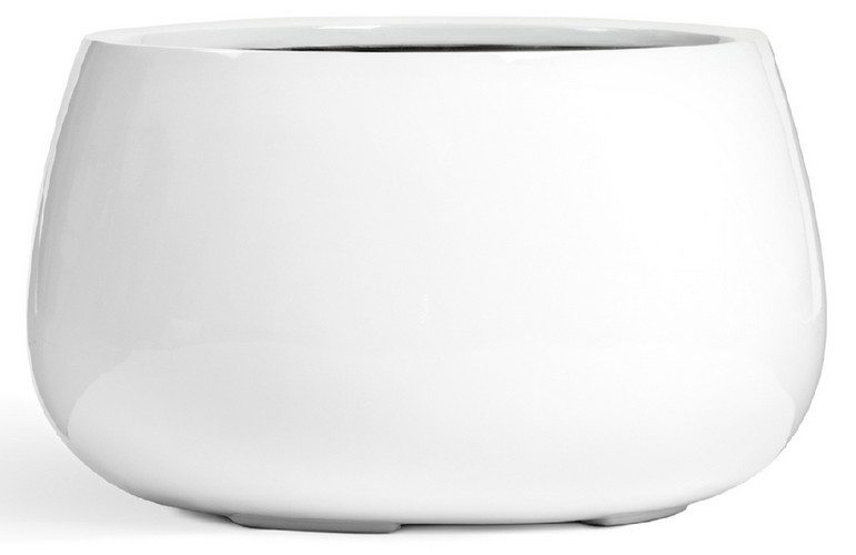 Кашпо TREEZ Effectory Gloss Низкая чаша Белый глянцевый лак в-18 см, д-34 см
