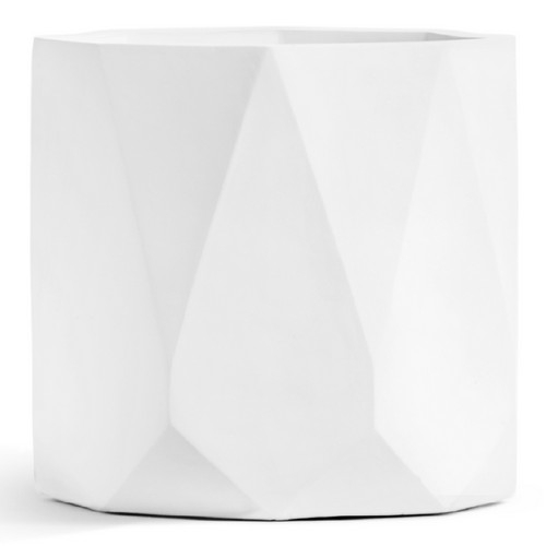 Кашпо TREEZ ERGO Rombo Цилиндр-многогранник Белый камень д-43 см, в-39,5 см