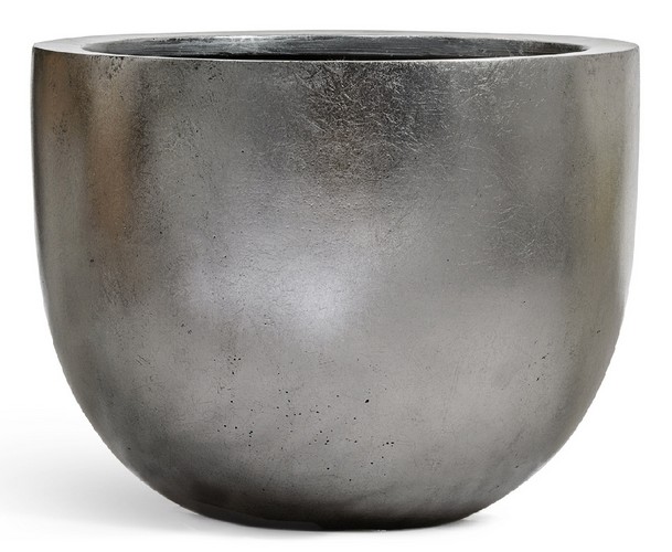 Кашпо TREEZ Effectory Metal Низкая конус-чаша Стальное серебро в-48, д-60 см