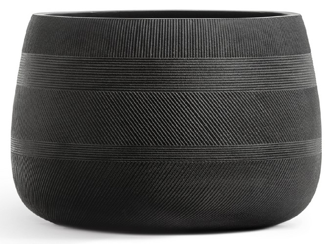 Кашпо TREEZ ERGO Graphics Низкая чаша Чёрный графит в-29 см, д-42 см