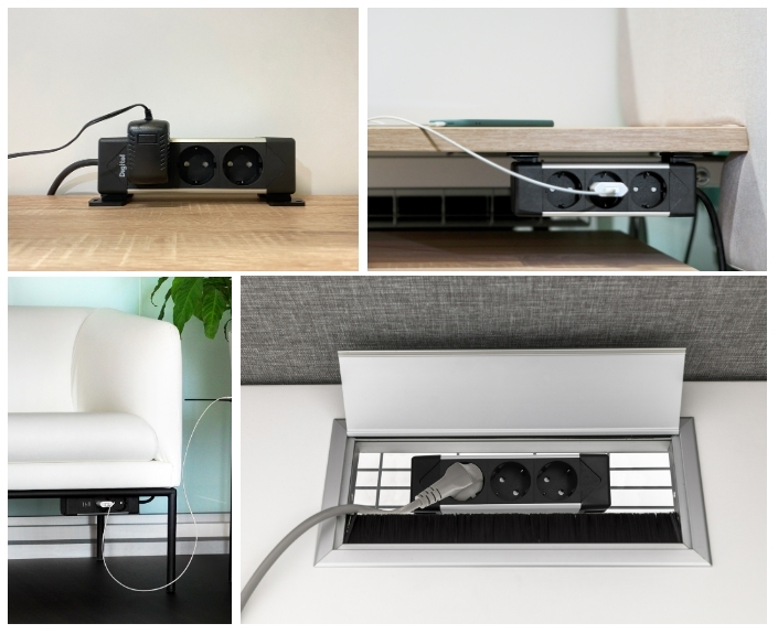 Монтаж системы электрификации UNDERDESK на столешнице